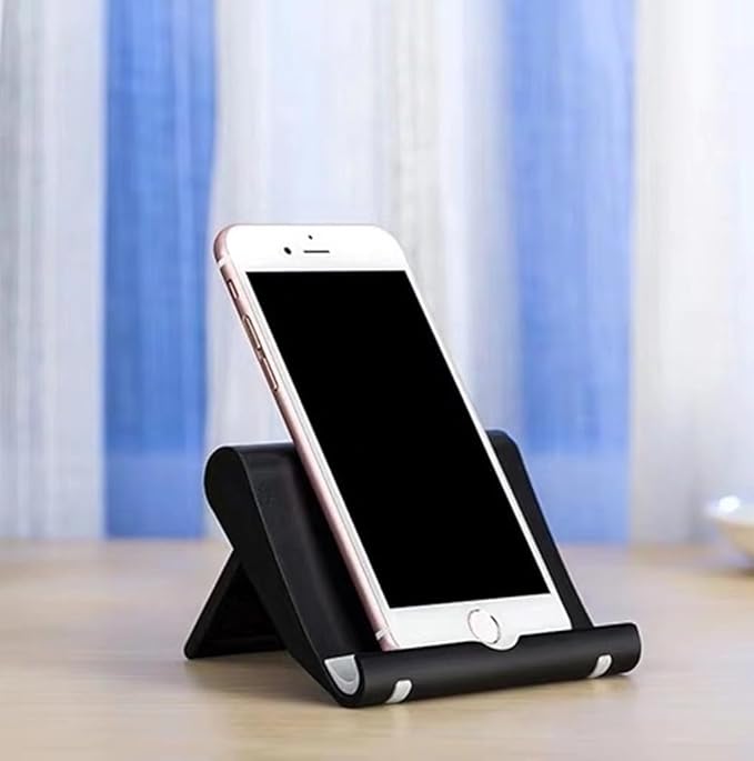 Adjustable Foldable Cell Phone Stand for Desk, Compatible with Most Smartphones and Tablets, Anti-Slip Rubber Base for Stability