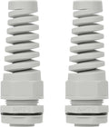 LeMotech 2Pcs NPT 3/4" IP68 Waterproof Cable Gland Flex Spiral Strain Relief Grey Nylon Joint with Gaskets for 13-18mm Wire Thread
