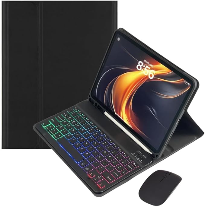 Rainbow Backlit Keyboard Case for iPad Pro 11 inch (4th/3rd/2nd/1st Gen) with Mouse and 7 Colors RGB Colorful Backlight Detachable Bluetooth Keyboard Cover,Black