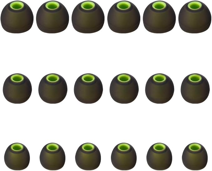Earbud Tips Soft Silicone Earbuds Replacement Tips Fit for in-Ear Headphones(inner hole from 3.8mm - 4.2mm earphones) 9 Pairs S/M/L,Black/Green