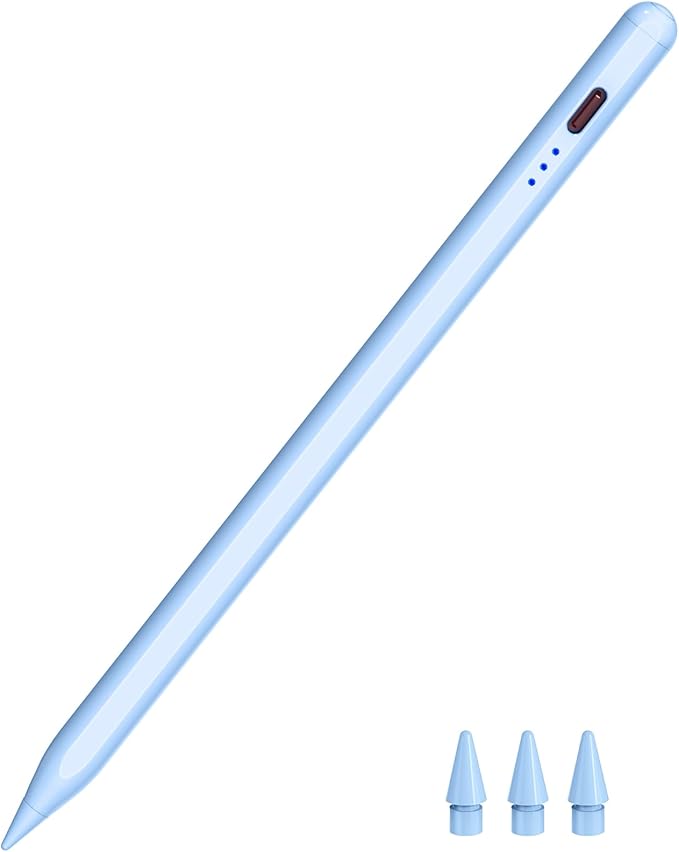 Pen for iPad 2018-2025, HATOKU 15 Mins Fast Charging Pencil 1st Gen with Tilt & Palm Rejection Compatible with iPad Air 3/4/5/M2/M3, iPad mini 5/6, iPad 6/7/8/9/10/11, iPad Pro 11"/12.9"/M4 (Blue)