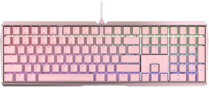 Cherry MX 3.0 S Wired Mechanical Gaming Keyboard. Aluminum Housing Built for Gamers w/MX Black Switches. RGB Backlit Color Display Over 16m Colors. Pink