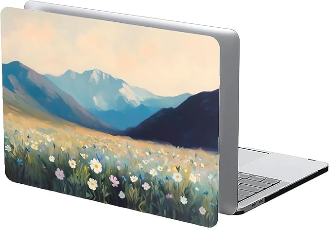 Compatible with MacBook Air 13.3 13.6 Inch Case 2022 2021 2020 2019 Plastic Hard Shell Case Cover,13.3 Pro(A1706/A1708/A1989/A2159/A2289/A2338), Wildflowers and Mountains