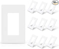 ELEGRP Matte White 1-Gang Screwless Decorative Wall Plates, Standard Size Unbreakable Thermoplastic Faceplate Cover for Decorator Receptacle Outlet Switch, UL Listed (10 Pack)