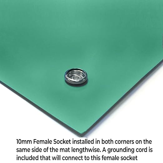 RubberStat Dual Layer ESD Compliant Workstation Rubber Table Mat Kit, Soldering, Cell Phone Repair, with Wrist Strap Set and Ground Cord - 48"x72" Green