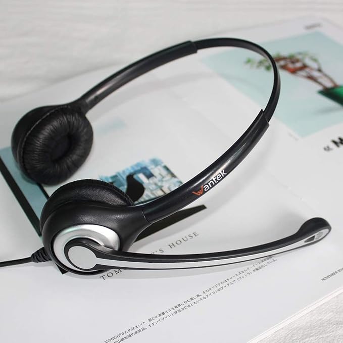 Cell Phone Headset with Microphone Noise Cancelling & Call Controls, 3.5mm Computer Headphones for Samsung PC Business Skype Softphone Call Center Office, Clear Chat, Ultra Comfort