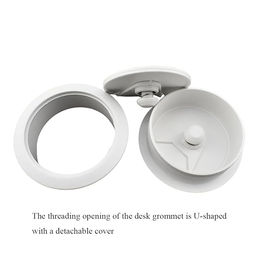 HAHIYO 2Pcs 2Inch/50mm White ABS Plastic Sector-shaped Desk Grommet Wire Grommet Cable Management Cord Hole Cover Desk Wire Hole Insert Wire Organizer for Computer Office Home School Equipment Systems