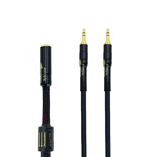 Arklove 1ft Shielded 1/8" aux Input 3.5mm Female to 2X 3.5 Output Splitter Stereo Video Audio Cable Out 3.5 Male to Two 3.5 Male in Dual Speaker Cord 24k Gold Plated