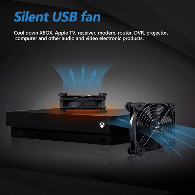 SCCCF Dual 120mm USB Cooling Fan with Speed Control - Quiet 5V Portable Fan for Electronics, TV, Router, DVR, PS5/Xbox/PC Cabinet, Computer & Gaming Console Cooling