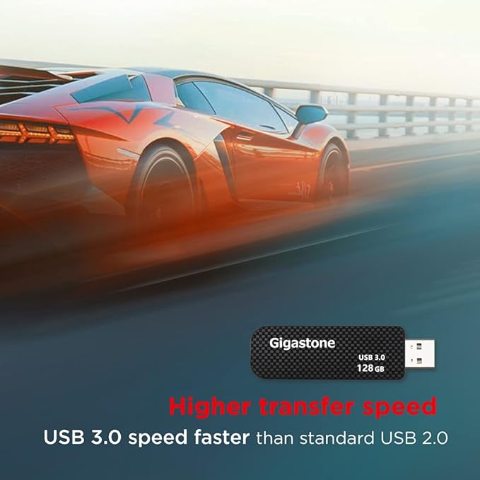 GIGASTONE 128GB Flash Drive (5 Pack) Z30 USB 3.2 Gen 1, 100MB/s Ultra Fast, Keychain Loop, Carbon Fiber Style, Push-Pull Design, Data Storage, Backup for PC/Mac/TV/Car, USB 2.0/3.0/3.1 Compatible