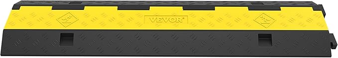 VEVOR Cable Protector Ramp, 5 Packs 2 Channels Speed Bump, Rubber Modular Humps Rated 11000 LBS Load Capacity, Protective Wire Cord Ramp Driveway Rubber Traffic Speed Bumps Cable Protector