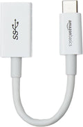 Amazon Basics USB-C to USB-A 3.1 Gen1 Female Adapter Cable Converter, 5Gbps High-Speed, USB-IF Certified, for Laptops, Tablets, Phones (iPhone 16/15), White