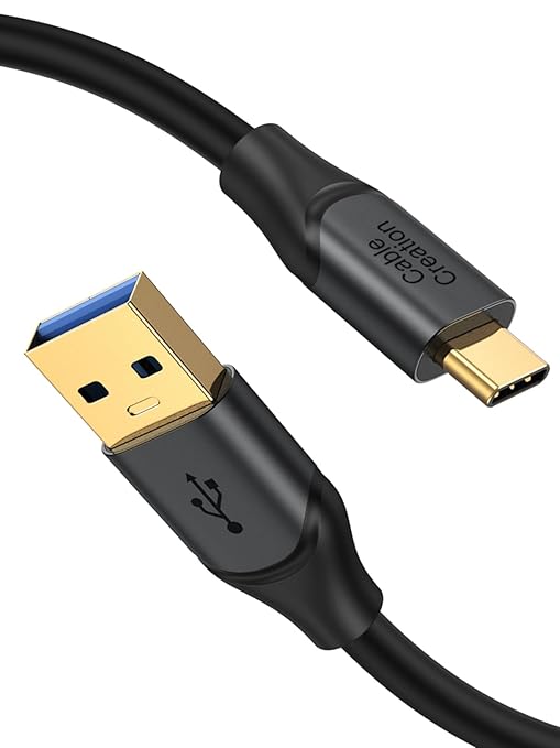 CableCreation USB C Data Cable 1.6FT, USB-A 3.2 Gen2 10Gbps, 3A Fast Charging, Support Android Auto & Carplay, Type-C External SSD, Galaxy S24, iPhone 15/16, Pixel, 0.5m
