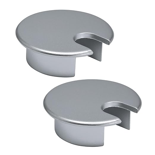 2 Pcs Desk Grommet 1-3/8" / 35 mm, Desk Cord Hole Cover, Cable Grommet Metal Zinc Alloy Materilal, Desk Hole Grommet for Home & Office Pc, Detachable Cable Cord Organizer-Matte Silver
