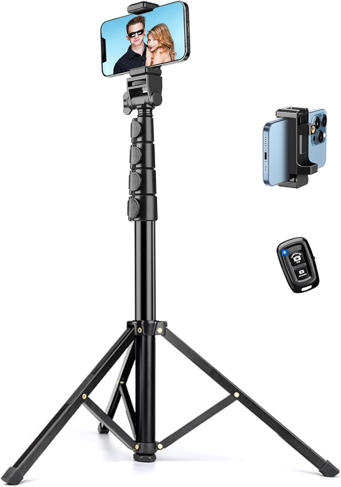 Victiv 70" Phone Tripod, Camera Stand Tripod with Remote and Phone Holder, Sturdy & Stable, Height Adjustable Selfie Stick Mode, Perfect for Selfies/Recording/Vlogging/Live Streaming