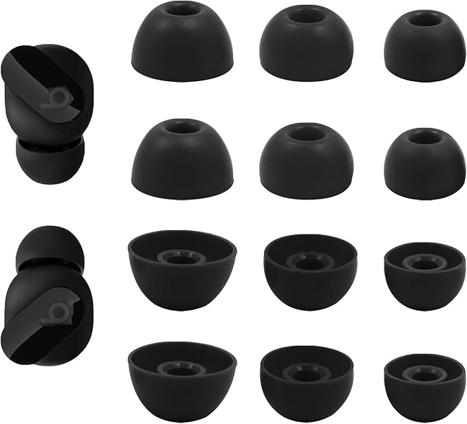 Replacement Silicone Ear Tips for Beats Fit Pro/Studio Buds/Studio Buds+ Headphone, 6 Pairs Earbuds Eartips L/M/S, Eargels Set Fit in Case, Earplug Ear Cap, Ear Buds Accessories-Black