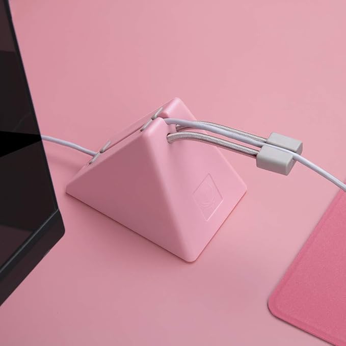Hotline Games Mouse Bungee Mouse Cord Clip Cord Management System Fixer Holder for Esports FPS Game (3.0 Pink)