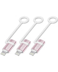 [MFi Certified] 36W USB C to Lightning Cable Adapter, Support Data Sync/PD Fast Charging Compatible with iPhone iPad AirPods, with Anti-Lost Holder - Rose Gold 3 Pack