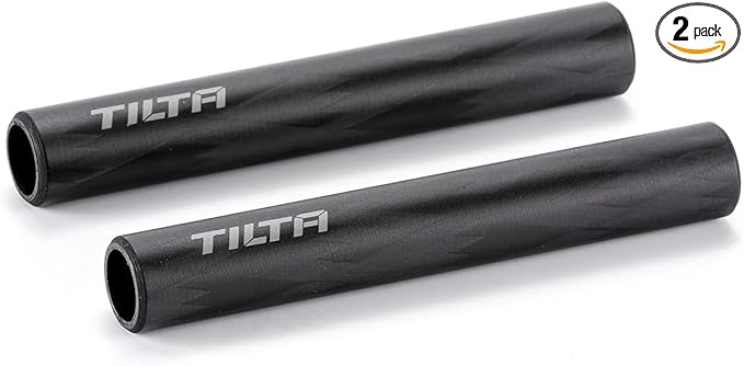 Tilta 2X Carbon Fiber Rods 15mm for Rail Support System | Increased Strength | Limited Reflection | Lightweight | DSLR Shoulder Rig, Camera Stabilizer Cage, Matte Box (10cm)