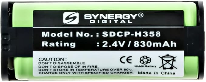 Synergy Digital Cordless Phone Battery, Works with Panasonic KX-TGA670B Cordless Phone, (Ni-MH, 2.4V, 830 mAh) Ultra Hi-Capacity, Compatible with Panasonic HHR-P105 Battery