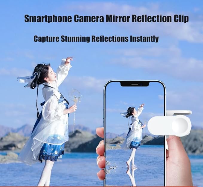 Mirror Effect Lens - Capture Stunning Reflections Instantly,Camera Mirror Reflection Clip for Back Camera Recording, Adjustable Hd Glass Phone Shooting Reflection Mirror (Black)