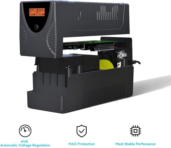 Ups Battery Backup and Surge Protector 1250VA/720W,Computer Uninterruptible Power Supply Units,Battery Backup Intelligent LCD,SKE Back UPS,Uninterruptible Power Supply,Battery Backup for Computer SKE