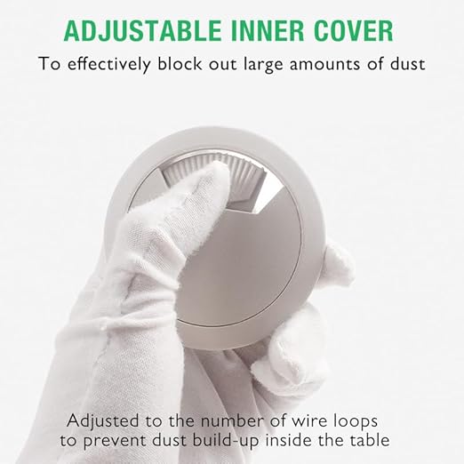 5 Pcs Desk Grommet 2-1/16" / 53 mm, Desk Cord Hole Cover, Cable Grommet ABS Plastic, Desk Hole Grommet for Home & Office Pc, Detachable Adjustable Cable Cord Organizer-Light Grey