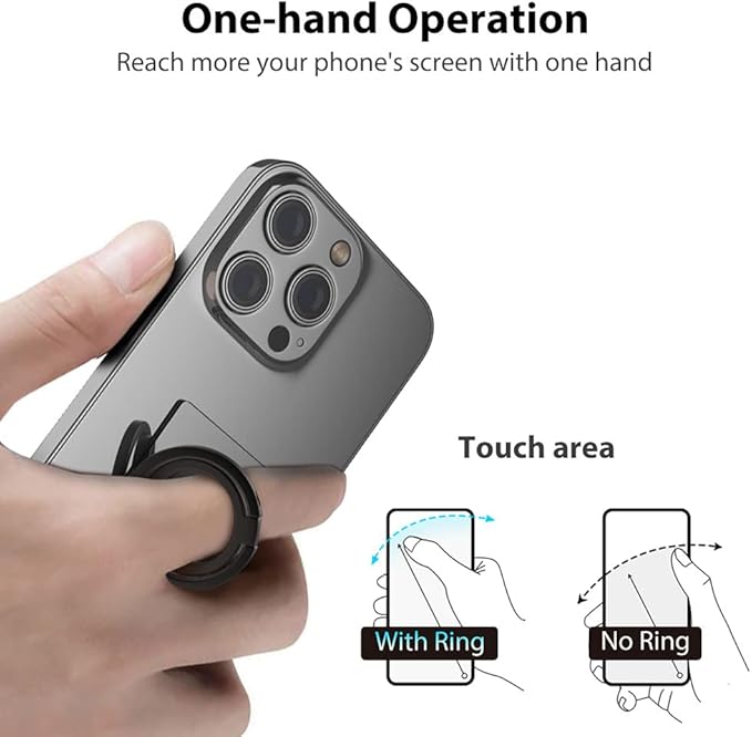 Phone Grip Holder, Phone Ring Holder Finger Kickstand, Foldable & Adjustable Rotatable Double Metal Cell Phone Rings Gripper Stand for iPhone Samsung & Other Phones - Silver Opal
