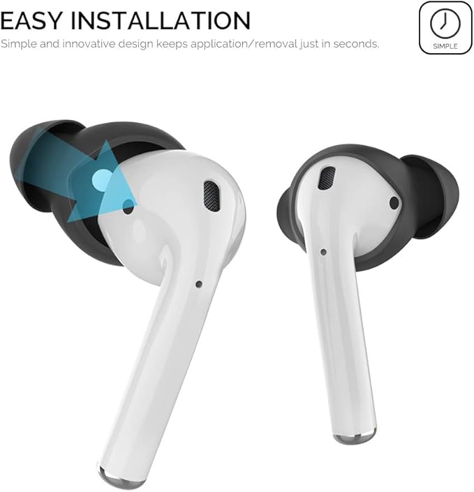 AhaStyle 3 Pairs AirPods Ear Tips Silicone Earbuds Cover [Not Fit in The Charging Case] Compatible with Apple AirPods (3 Pairs Small, Black)