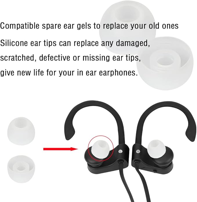 10 Pairs Silicone Medium Replacement Ear Tips - Eartips for In-Ear Headphones - Rubber Tips Earbud Covers - Earbud Cap (White)