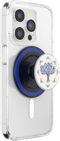 PopSockets Phone Grip for MagSafe with Kickstand, Magnetic Stand, Swappable Top, Secure Hold for iPhone MagSafe Cases, Phone & Tablet Grip - Olive Tree Tile