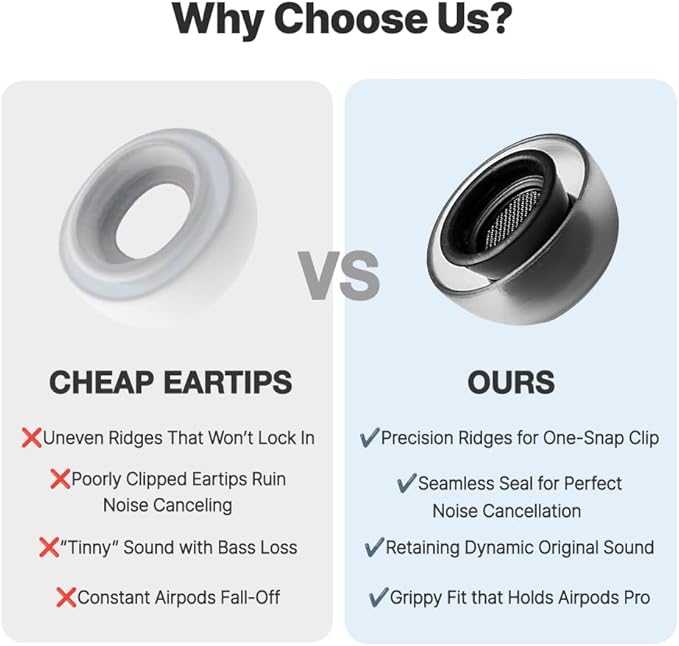 AZLA Crystal for Airpods Pro 1st & 2nd Gen (M) – Airpod Pro Ear Tip Replacement – Airpod Pro Tips with Premium Silicone