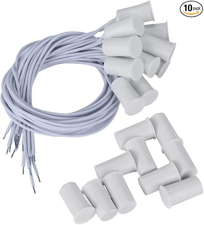 10Pcs 100VDC Recessed Door Sensor, 15mm-5mm Door Magnetic Reed Switch for Home Security Alarm Systems, Door Magnetic Sensors for Alarm Control Panels GND Port and N.C. Port
