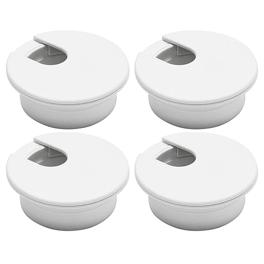 Desk Grommet 1-1/2" (38 mm), Desk Cord Hole Cover, Cable Grommet ABS Plastic, Desk Hole Grommet for Office and Home Table Cable, Detachable Cable Cord Organizer (White 4 Pcs)