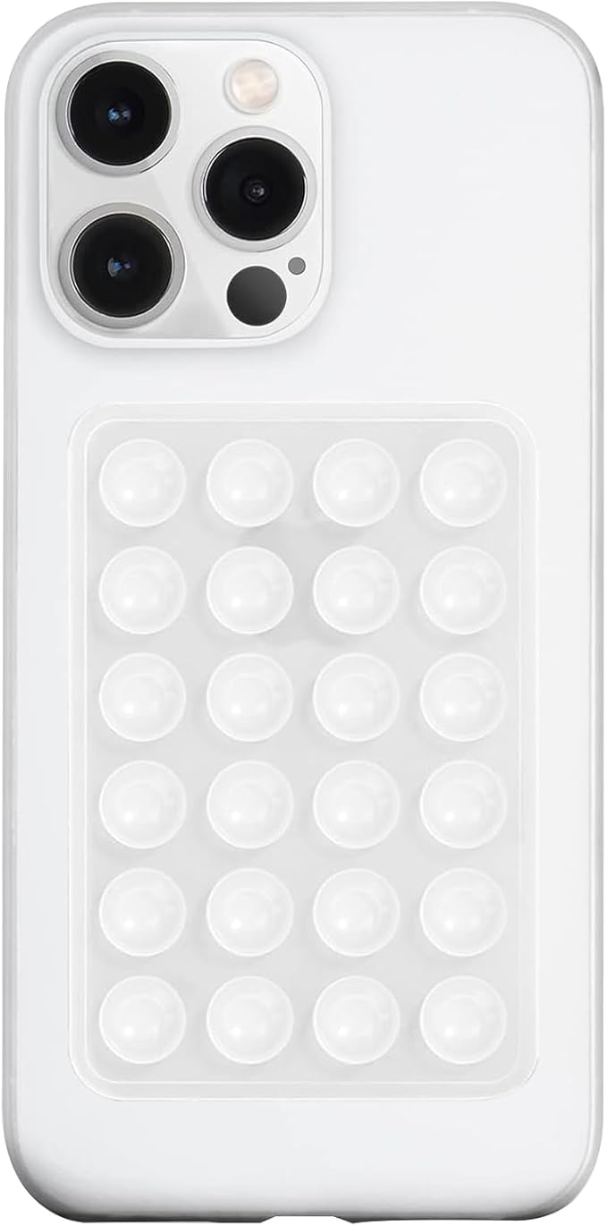 Silicone Suction Phone Case Mount, Silicon Adhesive Phone Accessory for Smartphones, Hands-Free Mirror Shower Phone Holder for Selfies, Tiktok Videos (Translucent)