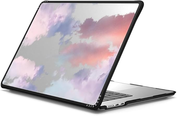 CASETiFY Impact MacBook Air 15" (M2-M4) Case [Cushioned Impact Corners/Scratch-Resistant/Anti-Slip Grip] - Clouds - Clear Black