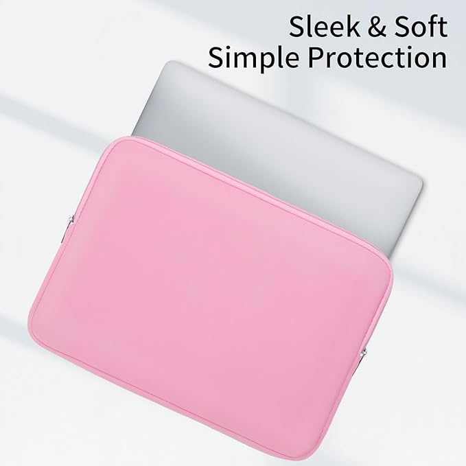 RAINYEAR 15 Inch Laptop Sleeve 15" Protective Soft Case Padded Cover Carrying Bag Specially Compatible with 15.4" MacBook Pro/Air A3241 A2941 A3114 A1938 A1707 A1990 (Pink, Upgraded Version)