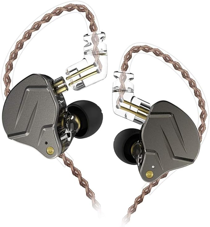 KZ ZSN Pro in-Ear Wired Headphones Noise Cancelling Earbuds with Deep Bass,Clear Sound and Ergonomic Custom-Fit Earpieces (S/M/L), 3.5mm Jack for Phones and Laptops(Grey Without Mic)