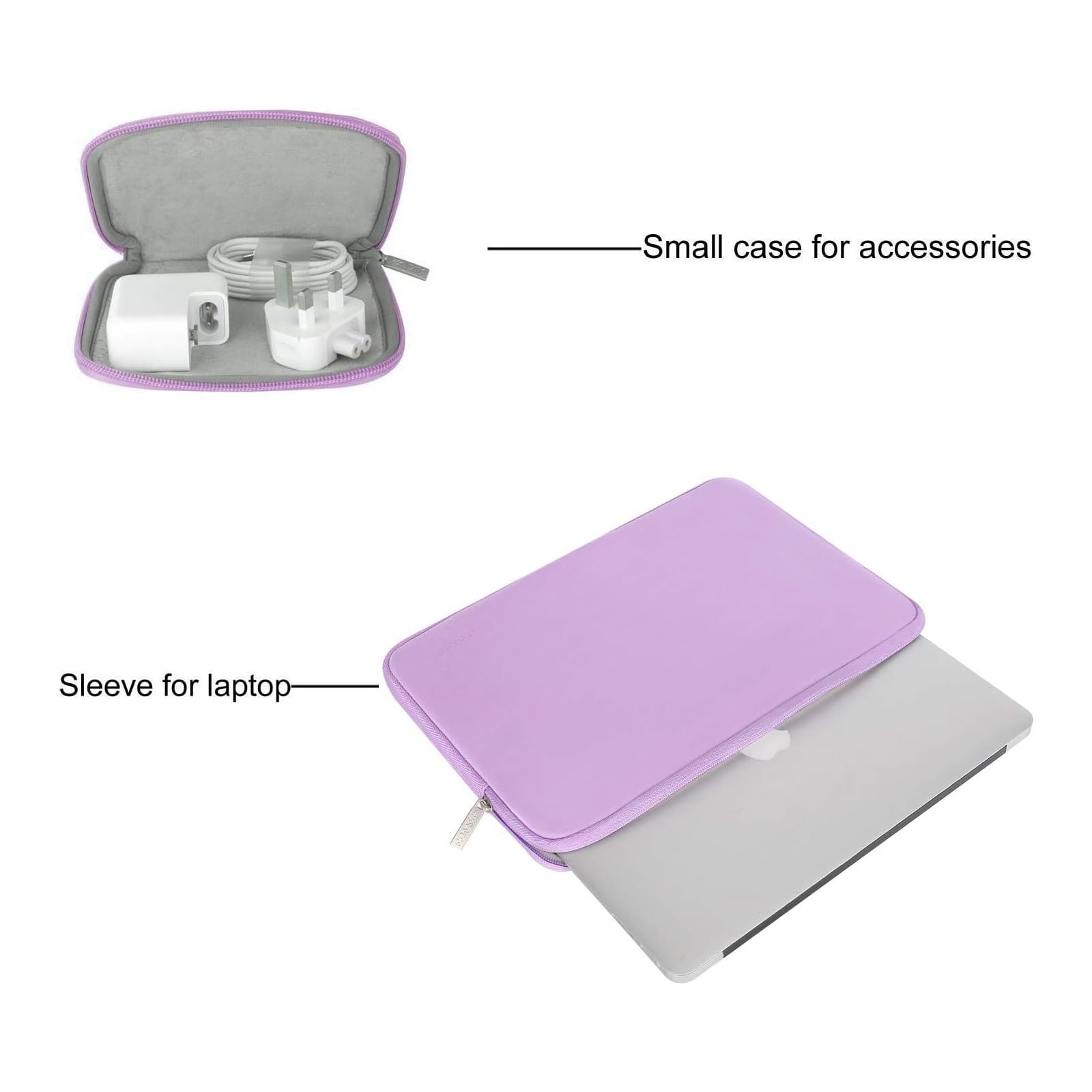 MOSISO Laptop Case 15 inch, 15 inch Laptop Sleeve Bag Compatible with MacBook Air M5 A3448 M4 A3241 M3 A3114 M2 A2941 2026-2023, Dell XPS, Neoprene Computer Sleeve Bag with Small Case, Purple