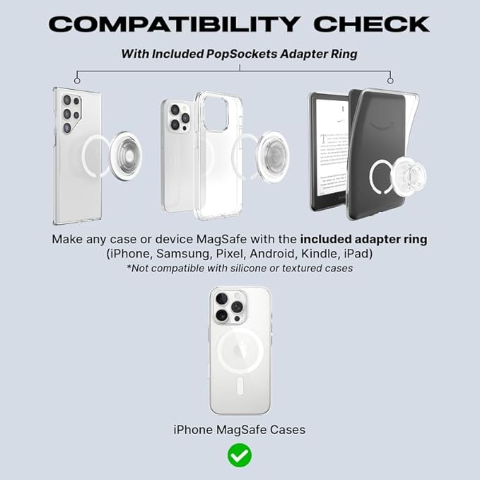 PopSockets Phone Grip for MagSafe with Kickstand, Magnetic Stand, Swappable Top, Secure Hold for iPhone MagSafe Cases, Phone & Tablet Grip - PopOut Basic Naval