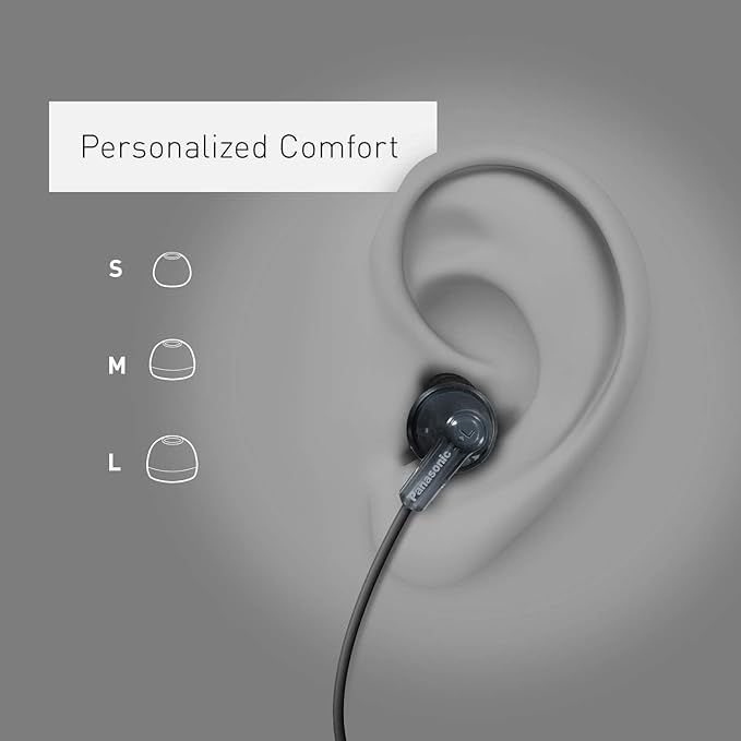 Panasonic ErgoFit Wired Earbuds, 3.5mm Jack In-Ear Headphones Wired with Dynamic Crystal-Clear Sound and Ultra Soft Ergonomic Custom-Fit Earpieces (S/M/L), for Phones and Laptops - RP-HJE120-P (Pink)