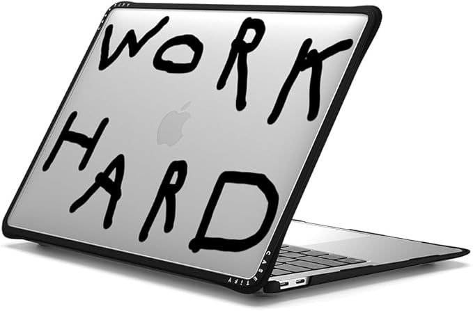 CASETiFY Impact MacBook Air 13" (M1/Intel) Case [Cushioned Impact Corners/Scratch-Resistant/Anti-Slip Grip] - Work Hard Black - Clear Black