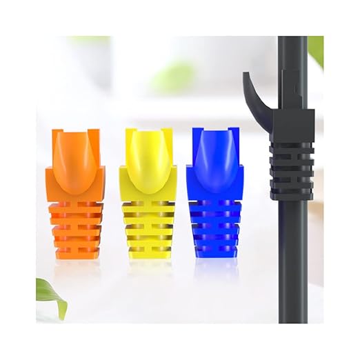 50 Pcs Cat5 Cat5E Cat6 Strain Relief Boot, RJ45 Plug Connector Cover Modular Network Plug Connector Cap Cable Connector Boots, Purple