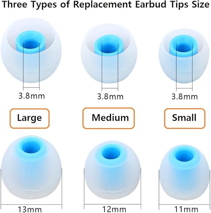 9 Pairs Earbuds Replacement Tips SML, Soft Comfortable Silicone Earbud Tips Fit Most Inner Hole 3.8mm -5.1mm Headphones