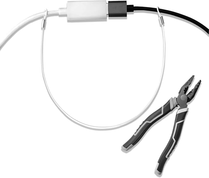 Cable Tethers 15 Pack with Crimping Tool (12 Inches, White), Adjustable Security Cable Look, Universal DIY Adapter Tethering Ties Kit for Computer Cord, Pre-Assembled, Tamper-Resistant