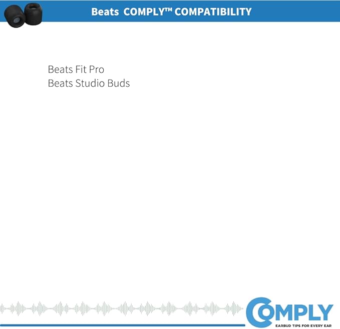 Comply Memory Foam Replacement Earbud Tips for Beats Fit Pro & Beats Studio Buds | Ultimate Comfort, Secure Fit, Superior Noise Isolation | Black, Medium (3 Pairs)