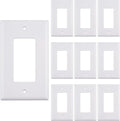 1 Port Keystone Wall Plate, Single Gang White Jack Insert for Ethernet, Coax, HDMI – Standard Size WallPlate Cover for Home & Office (10 Pack)