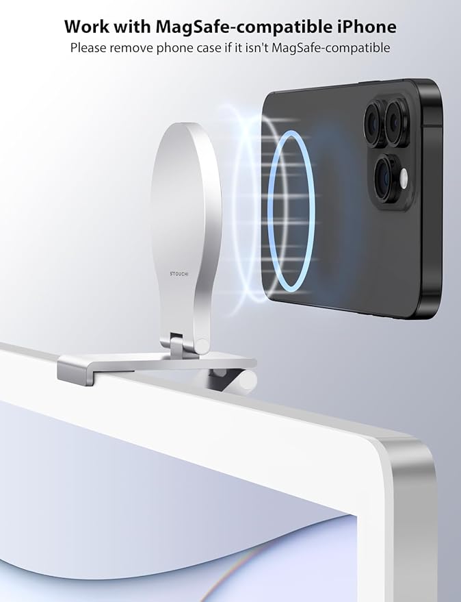 Stouchi Continuity Camera Mount for iMac, Desktop Monitor Compatible iPhone Webcam Mount with Mag-Safe
