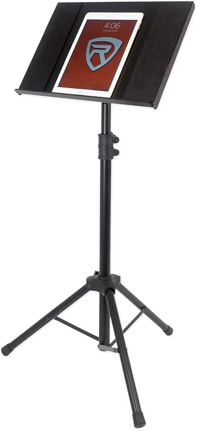 Rockville RLS68 Dual-Tray Laptop/Tablet Stand, Adjustable Height, Foldable, Portable, for DJs and Presenters