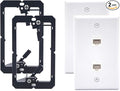 VCE 2-Port Ethernet Wall Plate (UL-Listed), CAT6 Wall Plate and Jack, RJ45 Keystone Wall Outlet with Single Gang Low Voltage Mounting Bracket, White 2-Pack